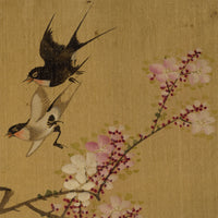 Japanese School, Cherry Blossom with Swallow Birds – c.1847 ink & colour on silk
