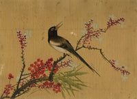 Japanese School, Magpie Bird on Plum Blossom Branch – c.1847 ink & colour on silk