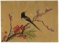 Japanese School, Magpie Bird on Plum Blossom Branch – c.1847 ink & colour on silk
