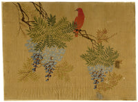 Japanese School, Wisteria Flower with Red Bird – c.1847 ink & colour on silk