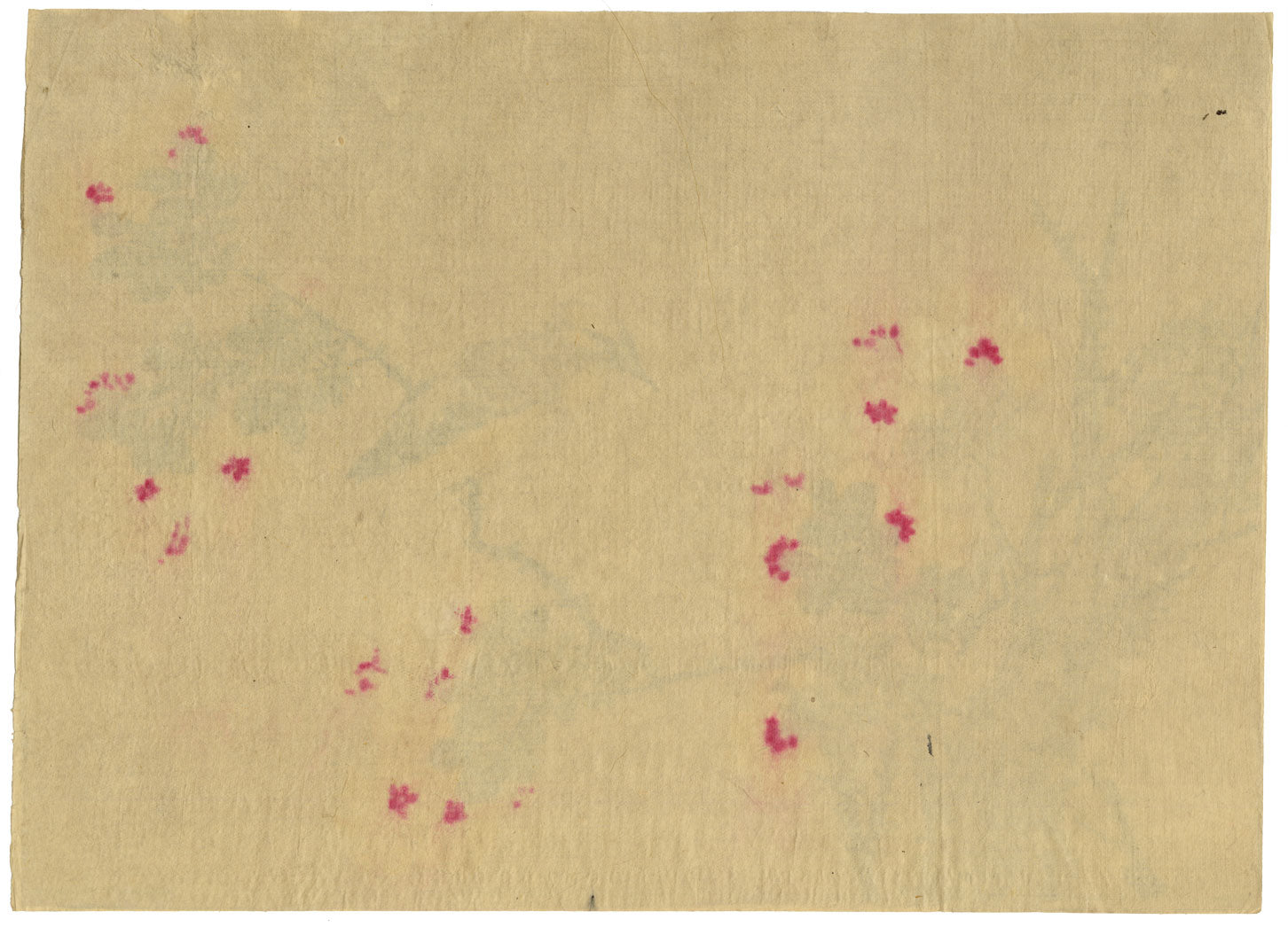 Japanese School, Waxwing Bird on Flowering Hibiscus Branch – c.1847 ink & colour on silk