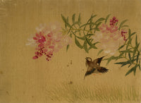 Japanese School, Plum Blossom with Sparrow Bird – c.1847 ink & colour on silk