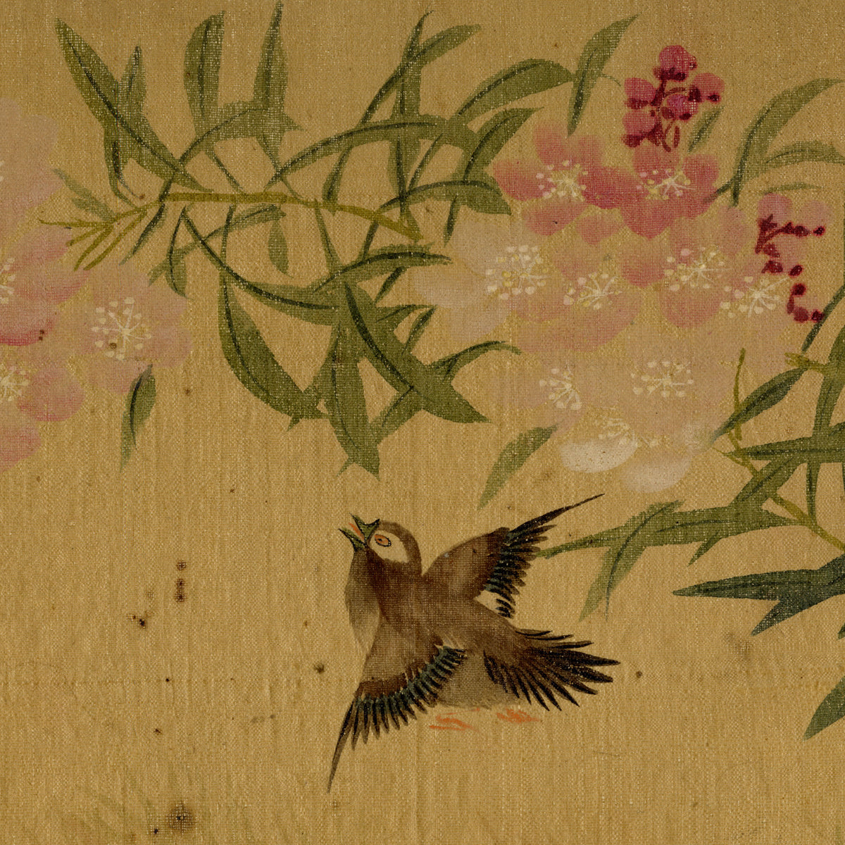 Japanese School, Plum Blossom with Sparrow Bird – c.1847 ink & colour on silk