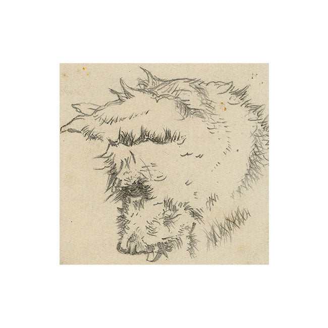 Style of Sir Edwin Landseer RA, Dog Head in Miniature – Late 19th-century graphite drawing