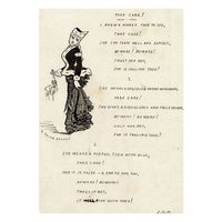 S. Tring Pearce, Female Ice Skater Cartoon & Satirical Poem Adapted from Longfellow – Late 19th-century pen & ink drawing