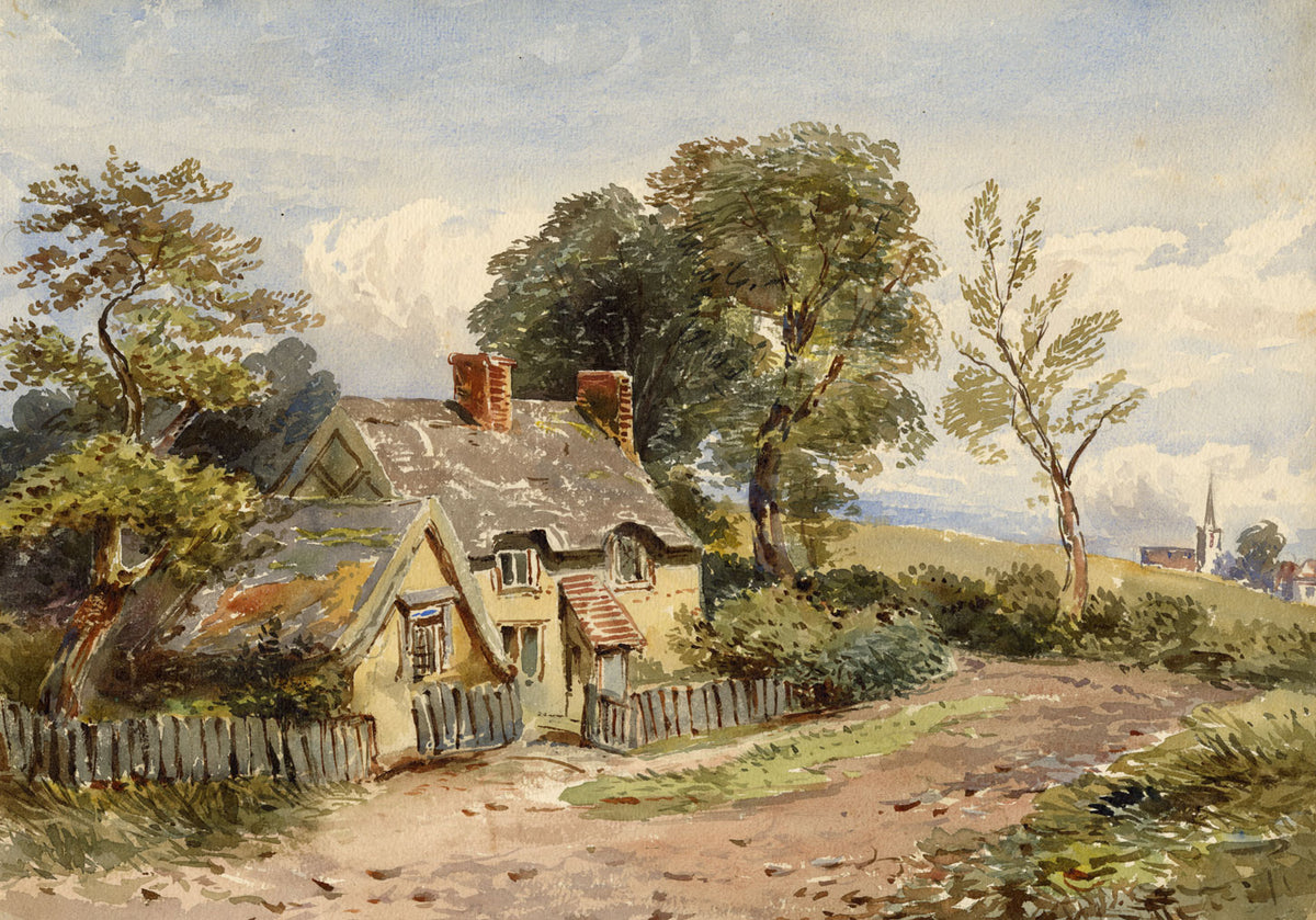 Anon., Rural Cottage After David Cox – c.1870s watercolour painting