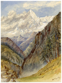 Anon., Bernese Alps, Mürren, Switzerland – 1873 watercolour painting