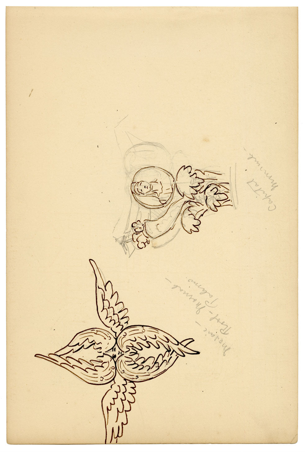 Mary Elizabeth Crawhall, Ruins at Solunto (Soluntum) Gymnasium, near Palermo, Sicily, Italy – 1884 pen & ink drawing