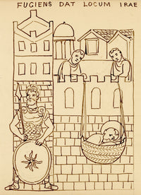 Mary Elizabeth Crawhall, Byzantine Mosaic, Palatine Chapel (Cappella Palatina) Palermo, Sicily, Italy – 1884 pen & ink drawing