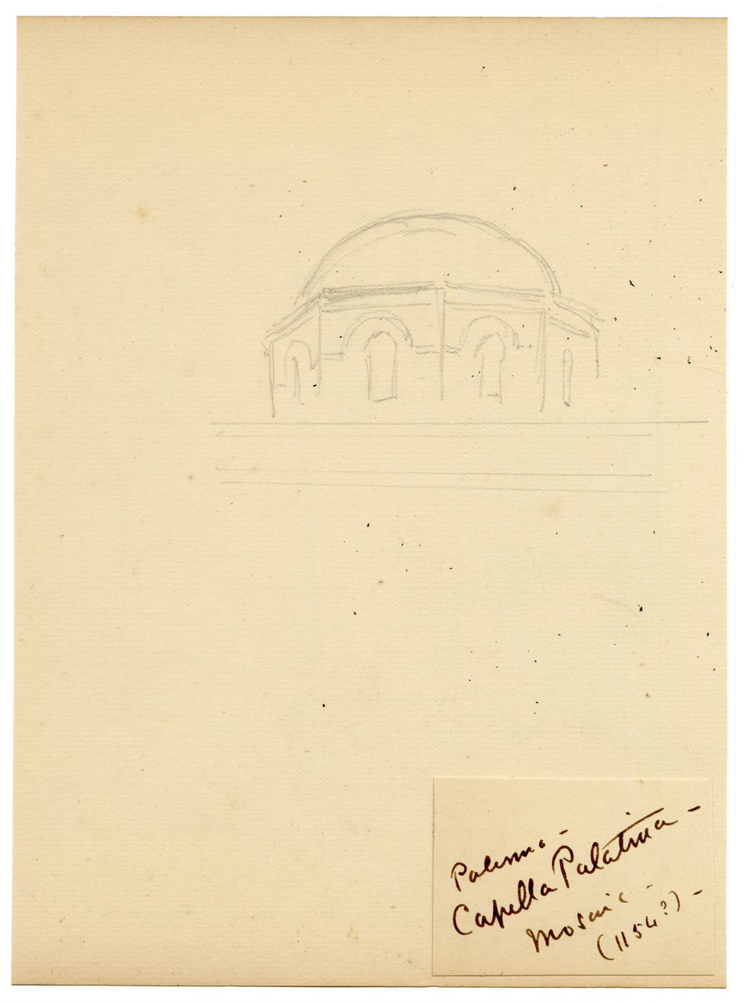 Mary Elizabeth Crawhall, Byzantine Mosaic, Palatine Chapel (Cappella Palatina) Palermo, Sicily, Italy – 1884 pen & ink drawing