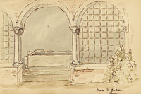 Mary Elizabeth Crawhall, Juliet's Tomb (Tomba di Giulietta), Verona, Italy – 1887 watercolour painting