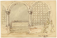 Mary Elizabeth Crawhall, Juliet's Tomb (Tomba di Giulietta), Verona, Italy – 1887 watercolour painting