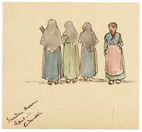 Mary Elizabeth Crawhall, Women in Lombardy Dress, Cadenabbia, Italy – 1888 watercolour painting