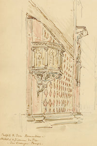 Mary Elizabeth Crawhall, Renaissance Pulpit, Oratory of San Bernardino, Perugia, Italy – 1889 watercolour painting