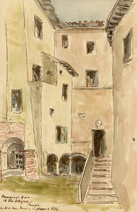 Mary Elizabeth Crawhall, Perugino's House, 18 Via Deliziosa, Perugia, Italy – 1889 watercolour painting