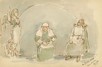 Mary Elizabeth Crawhall, Dream of Saint Joseph Sculptures, Sacro Monte di Varallo, Piedmont, Italy – 1893 watercolour painting