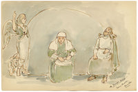 Mary Elizabeth Crawhall, Dream of Saint Joseph Sculptures, Sacro Monte di Varallo, Piedmont, Italy – 1893 watercolour painting