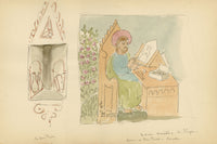 Mary Elizabeth Crawhall, Fresco St Luke Painting the Virgin, San Pietro, Varallo, Piedmont, Italy – 1893 watercolour painting