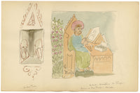 Mary Elizabeth Crawhall, Fresco St Luke Painting the Virgin, San Pietro, Varallo, Piedmont, Italy – 1893 watercolour painting