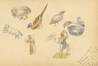 Mary Elizabeth Crawhall, Ceiling Mosaics at Mausoleum of Santa Costanza, Rome, Italy – 1896 watercolour painting