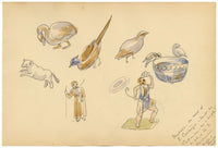 Mary Elizabeth Crawhall, Ceiling Mosaics at Mausoleum of Santa Costanza, Rome, Italy – 1896 watercolour painting