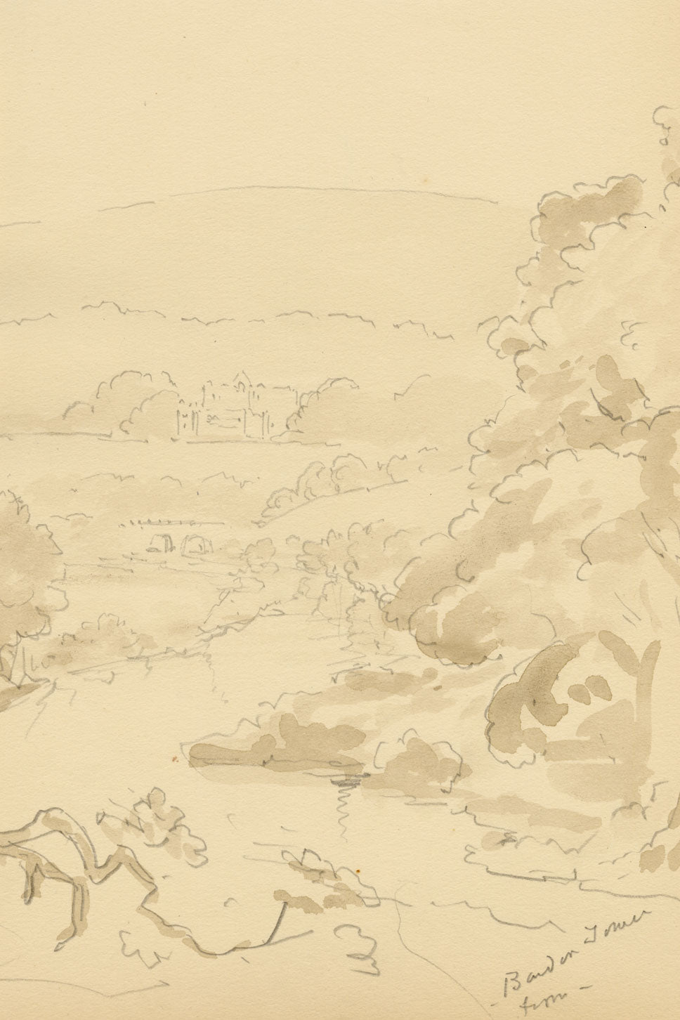 Mary Elizabeth Crawhall, Barden Tower, Wharfedale, North Yorkshire – 1898 watercolour painting