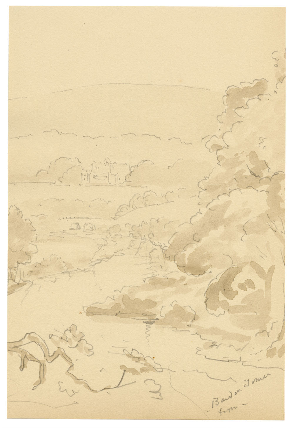 Mary Elizabeth Crawhall, Barden Tower, Wharfedale, North Yorkshire – 1898 watercolour painting