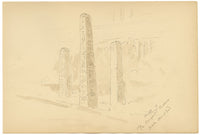 Mary Elizabeth Crawhall, Saxon Cross-Shafts, All Saints' Churchyard, Ilkley, Yorkshire – 1898 watercolour painting