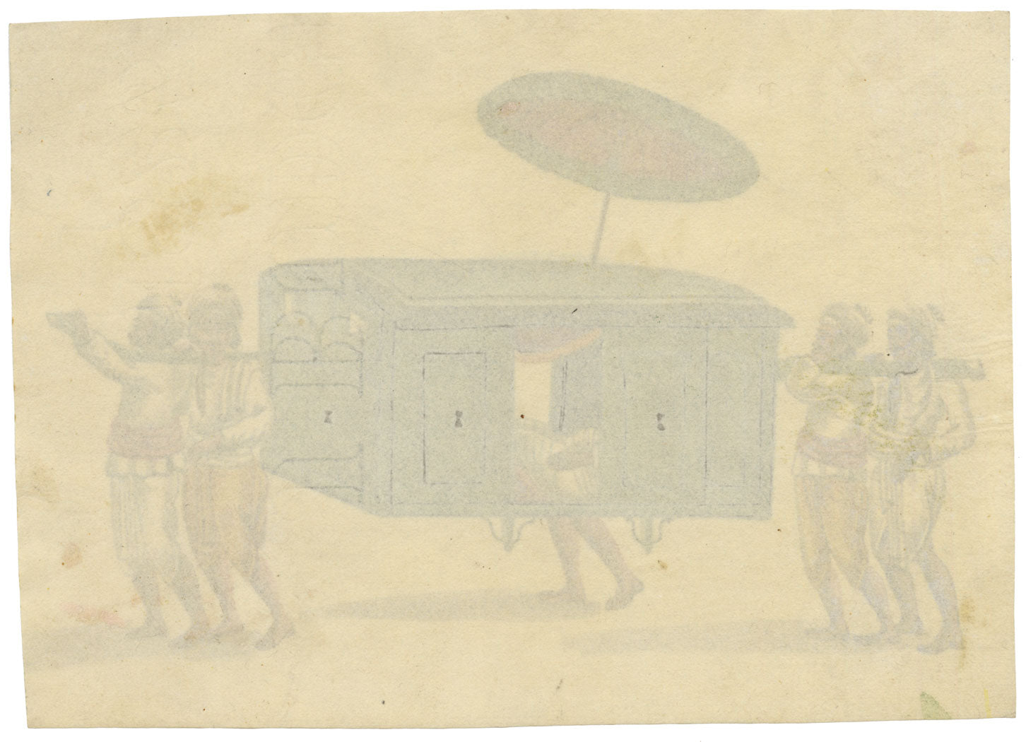 Indian Company School, Palanquin Carried by Four Bearers – Early 19th-century watercolour painting