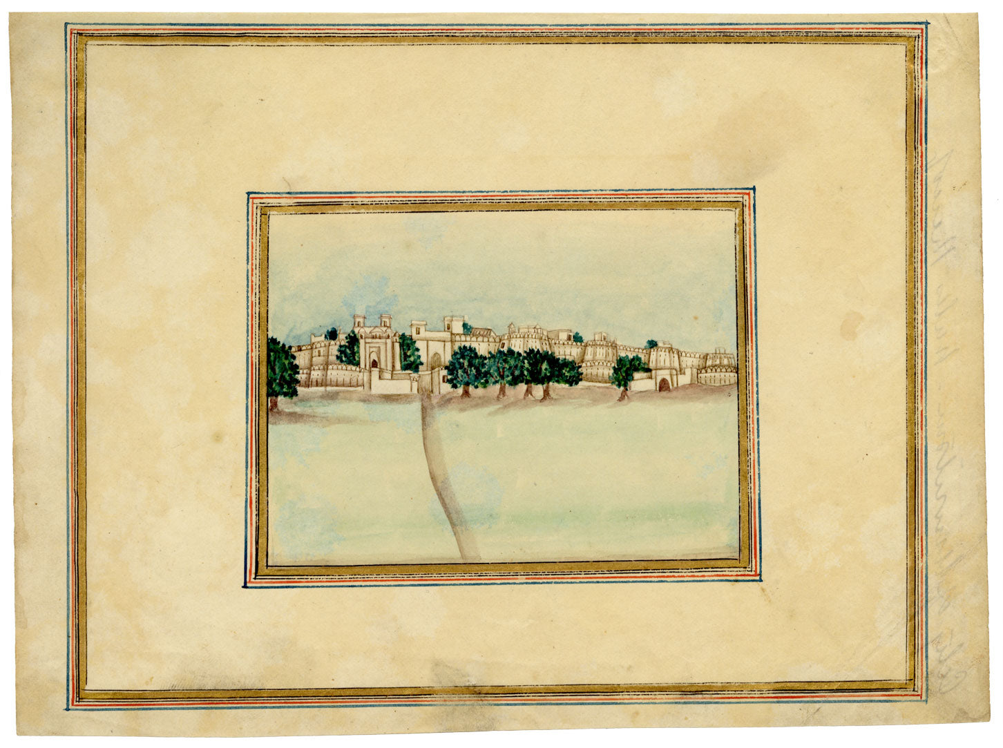 Punjab School, Walled City of Lahore, Punjab – Early 19th-century watercolour painting