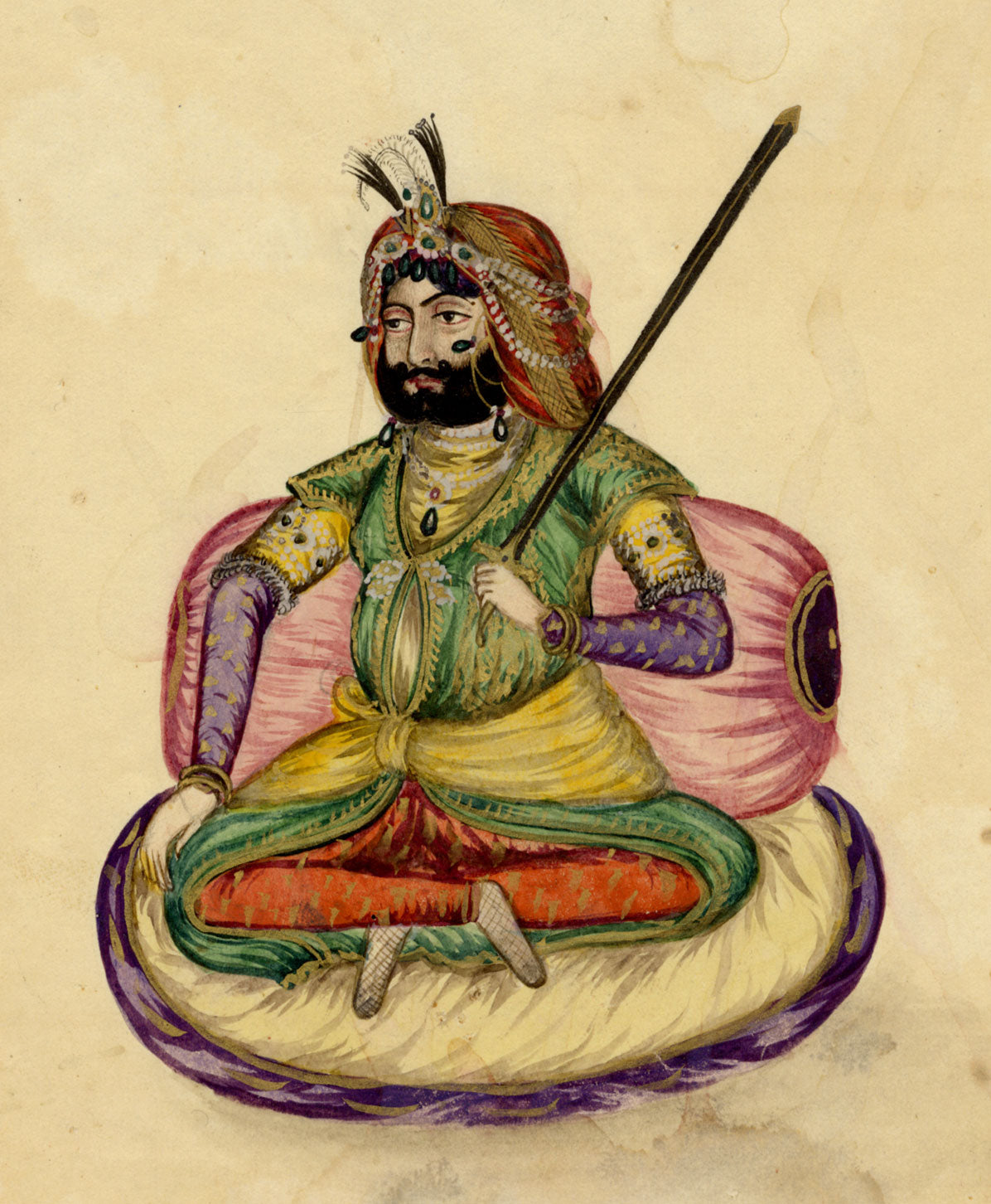 Punjab School, Maharaja Sher Singh – Early 19th-century watercolour painting