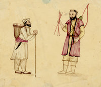 Punjab School, A Mountain Traveller & Hunter Archer – Early 19th-century watercolour painting