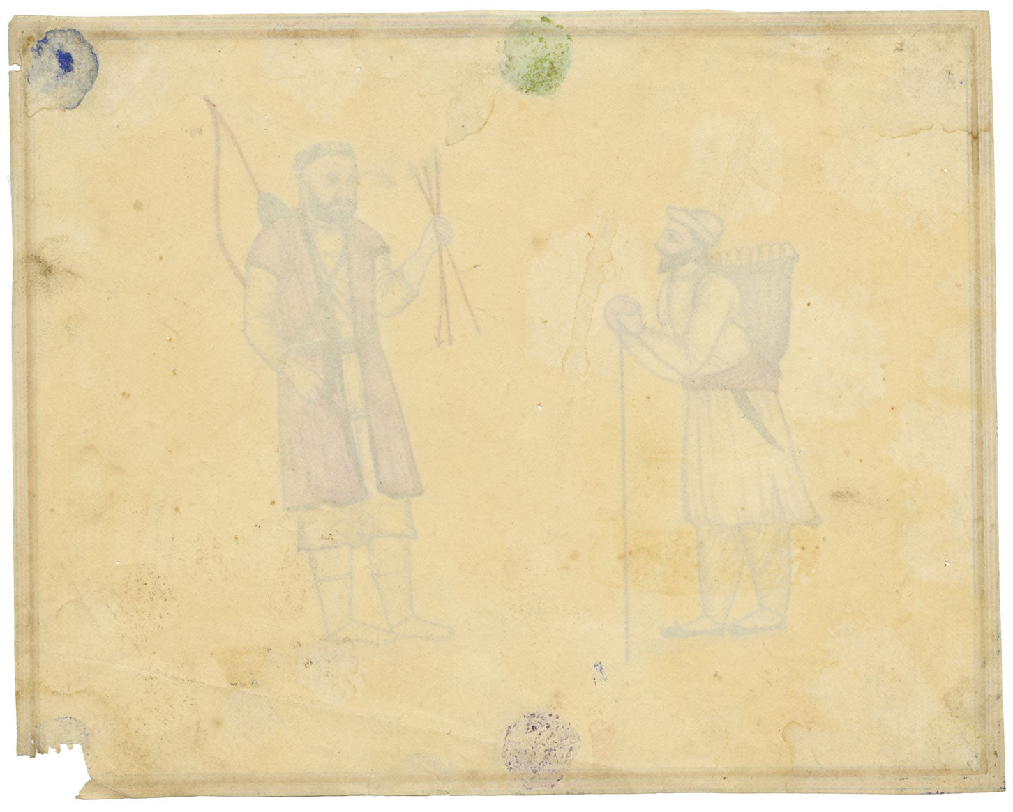 Punjab School, A Mountain Traveller & Hunter Archer – Early 19th-century watercolour painting