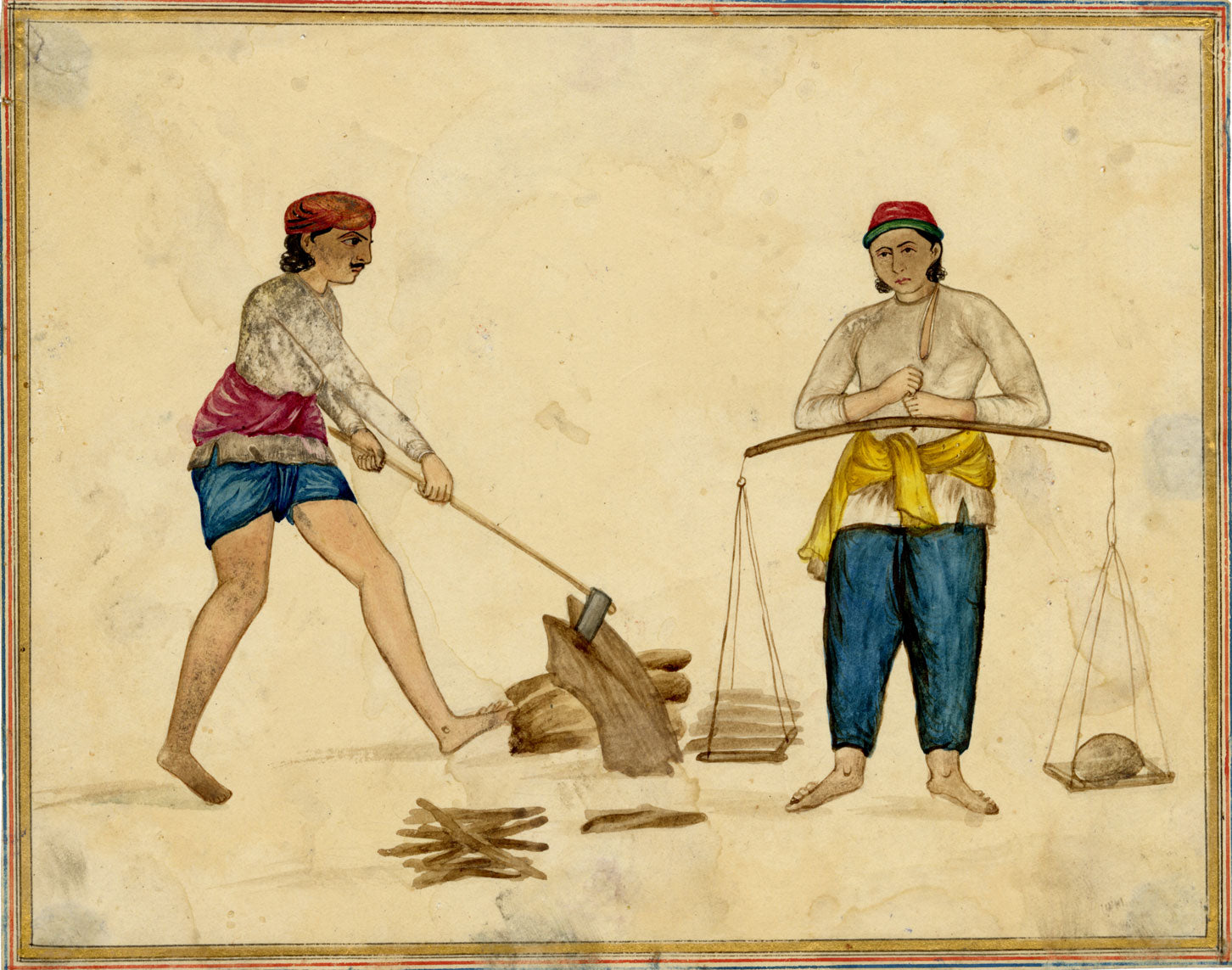 Punjab School, A Wood Cutter & Seller – Early 19th-century watercolour painting