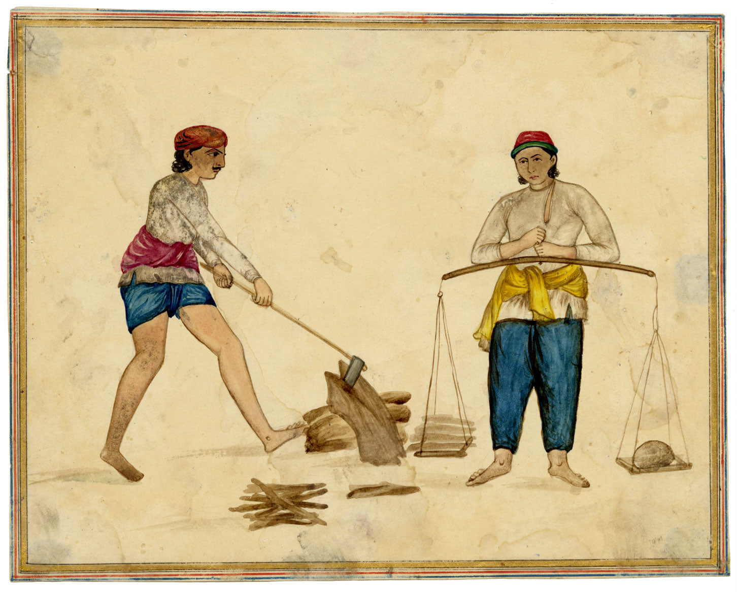 Punjab School, A Wood Cutter & Seller – Early 19th-century watercolour painting