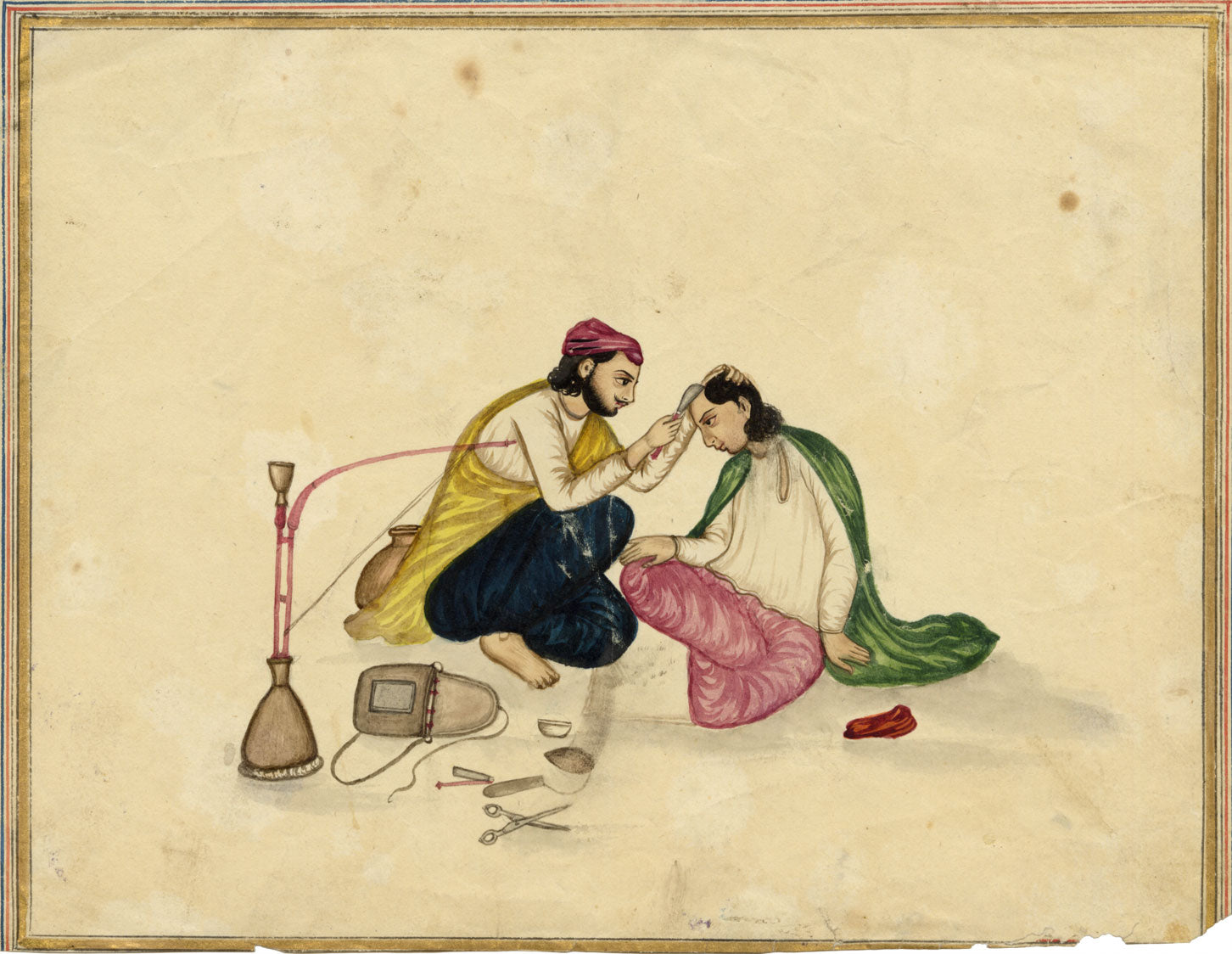 Punjab School, A Barber – Early 19th-century watercolour painting