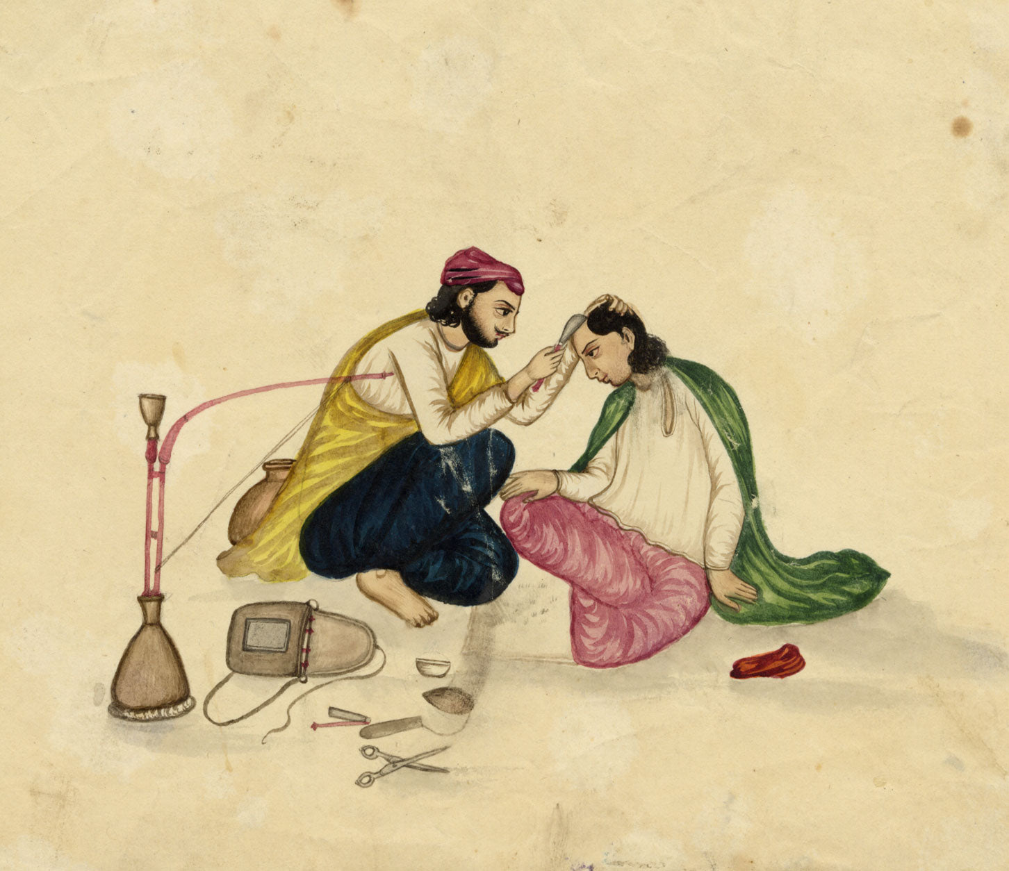 Punjab School, A Barber – Early 19th-century watercolour painting