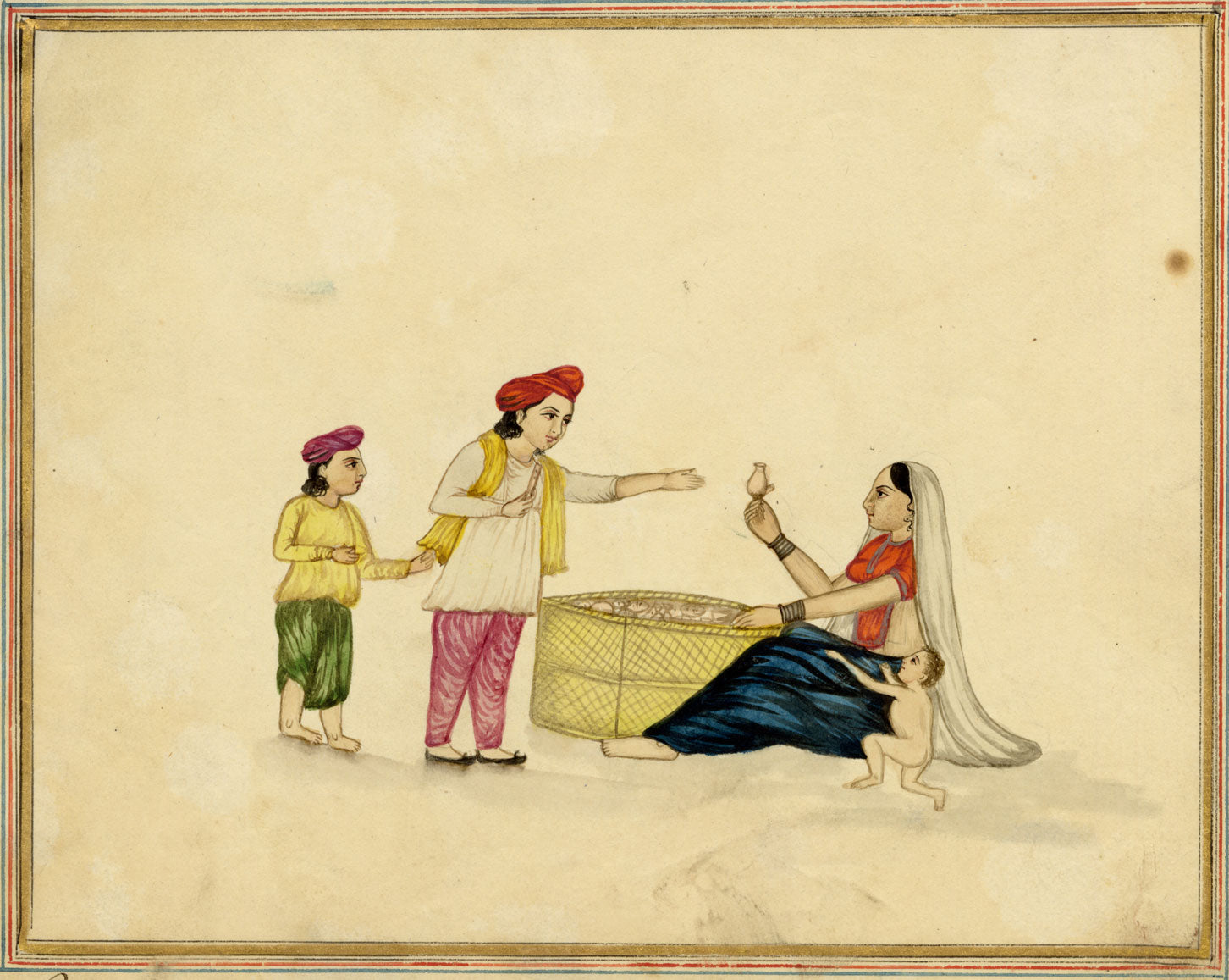 Punjab School, A Women Selling Pots – Early 19th-century watercolour painting
