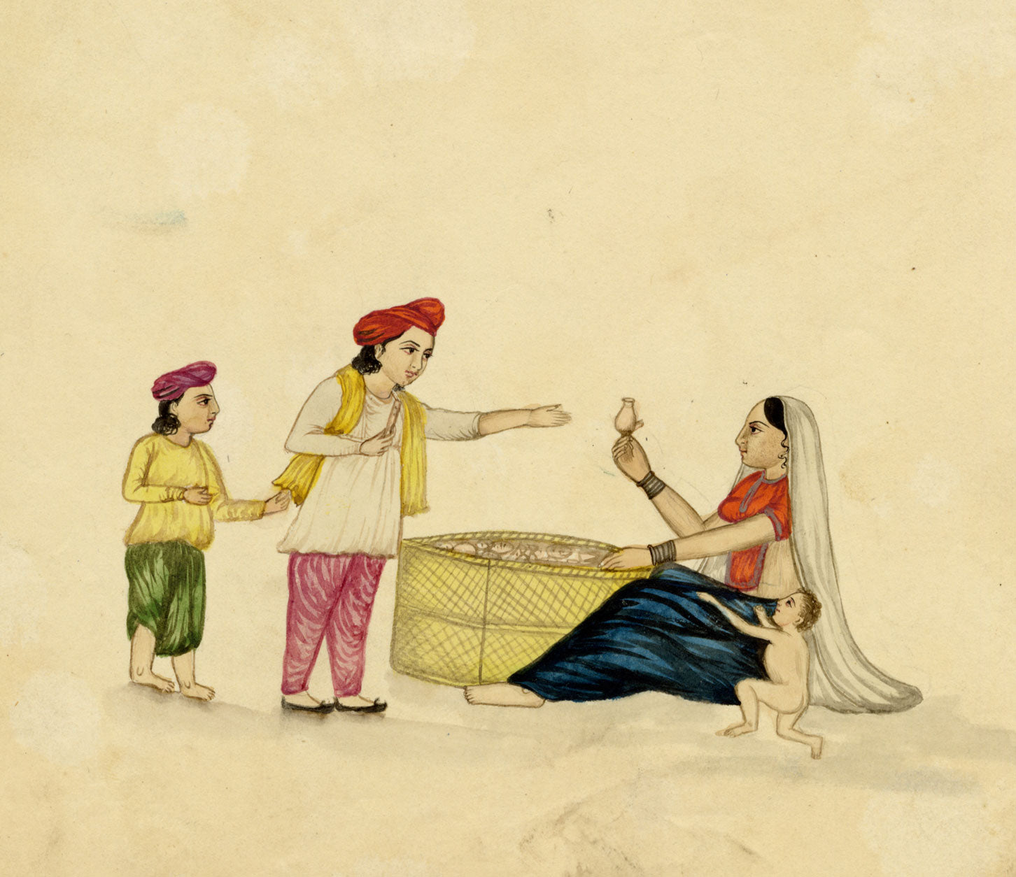 Punjab School, A Women Selling Pots – Early 19th-century watercolour painting
