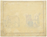Punjab School, A Women Churning Butter with Child & Cows – Early 19th-century watercolour painting
