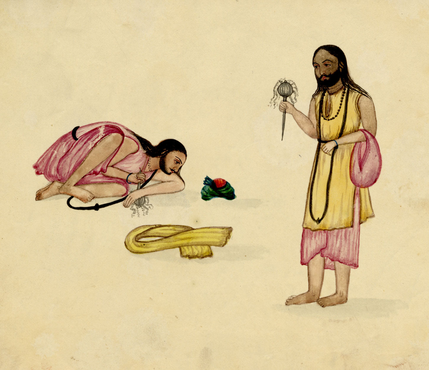 Punjab School, Two Fakirs or Religious Mendicants – Early 19th-century watercolour painting