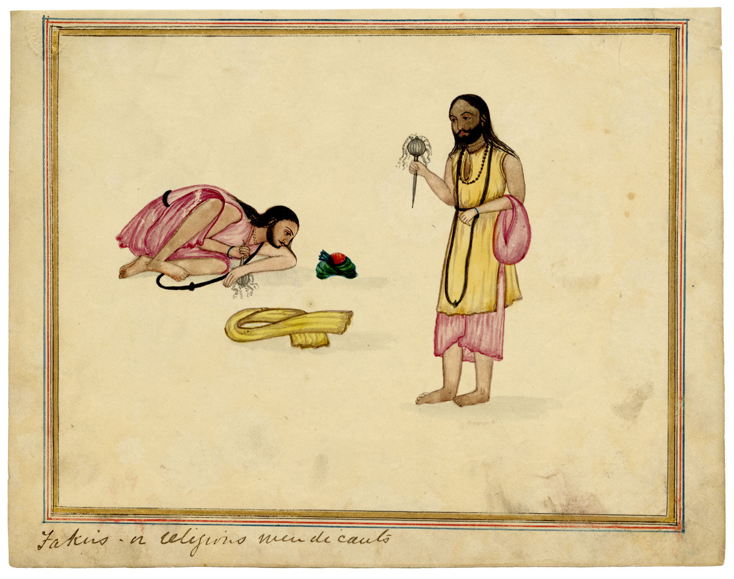Punjab School, Two Fakirs or Religious Mendicants – Early 19th-century watercolour painting