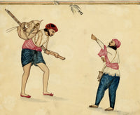 Punjab School, Two Hunter Sportsmen – Early 19th-century watercolour painting