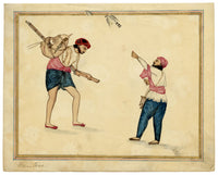 Punjab School, Two Hunter Sportsmen – Early 19th-century watercolour painting