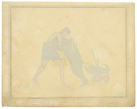 Punjab School, A Man Wrestling a Bear – Early 19th-century watercolour painting