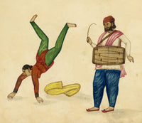 Punjab School, A Female Acrobat & Drummer Musician – Early 19th-century watercolour painting