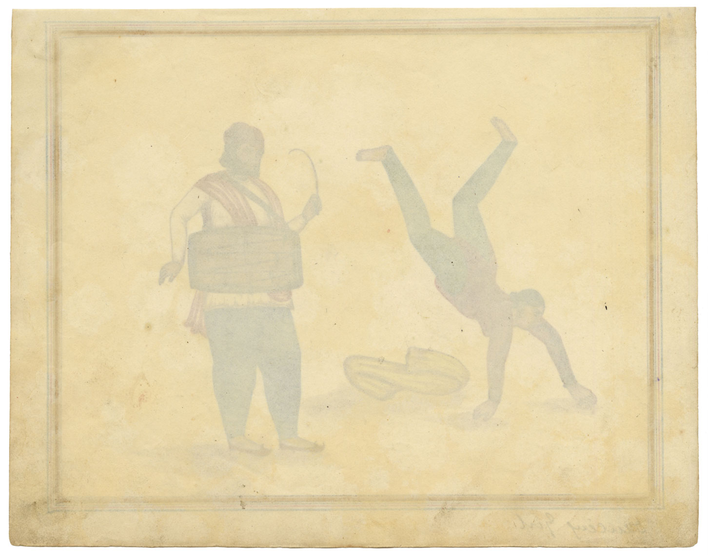 Punjab School, A Female Acrobat & Drummer Musician – Early 19th-century watercolour painting