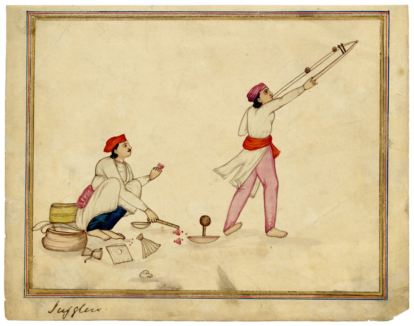 Punjab School, Two Juggler Performers – Early 19th-century watercolour painting