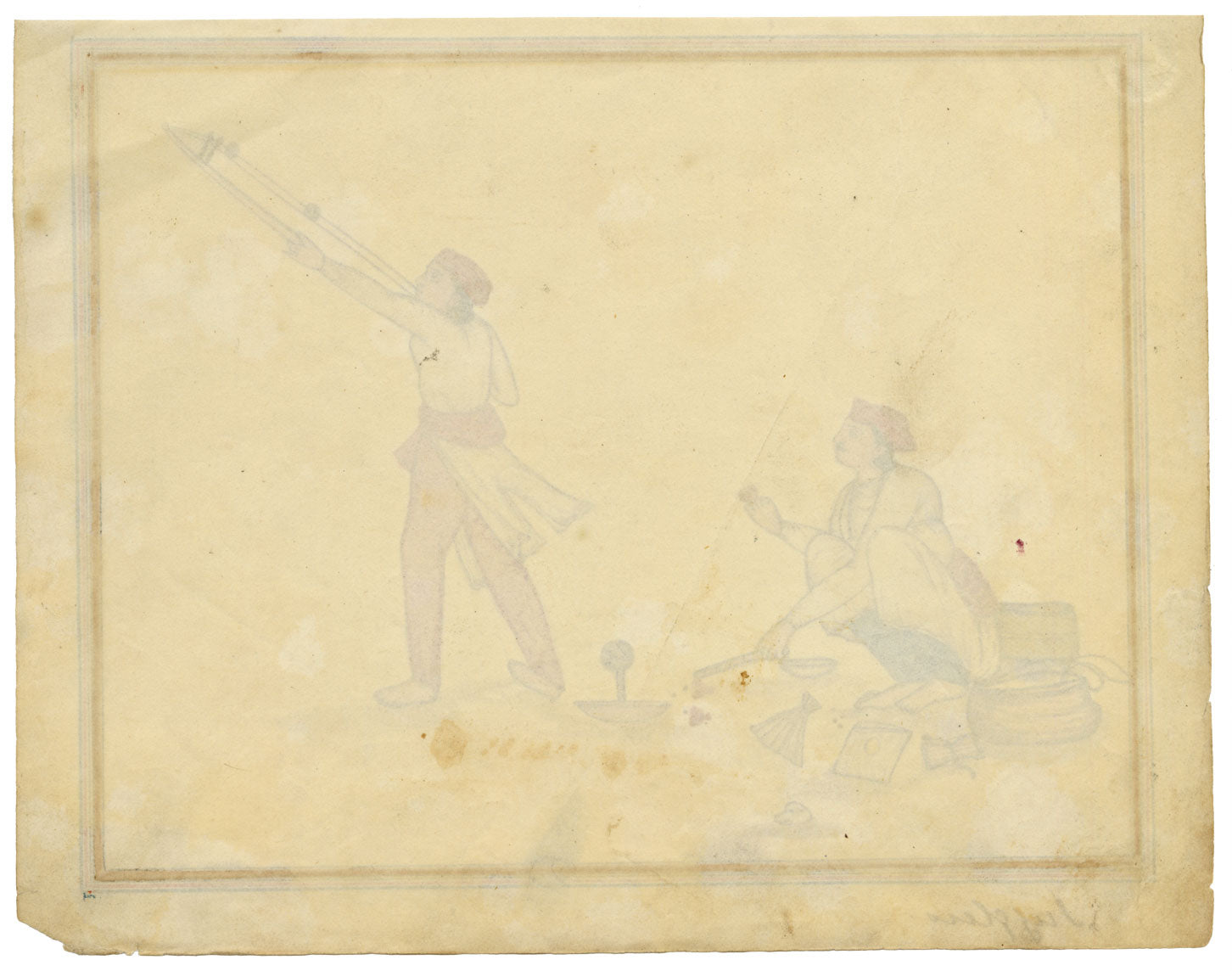 Punjab School, Two Juggler Performers – Early 19th-century watercolour painting