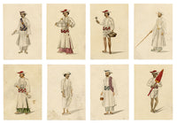 Indian Company School, Set of 8 Servant Figures – 19th-century watercolour painting